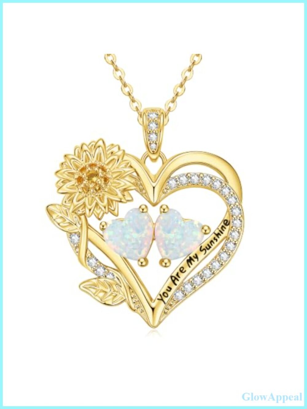 14k Gold Plated Double Birthstone Sunflower Heart Necklace